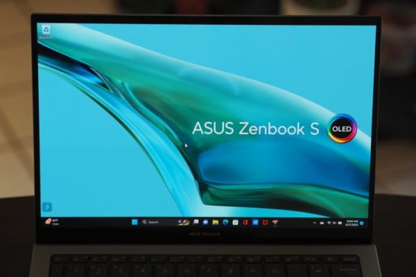 Asus Zenbook S 13 OLED 2023 front view showing display.