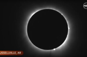 Still from the NASA livestream of the total eclipse in Russellville, Arkansas on March 8, 2024.