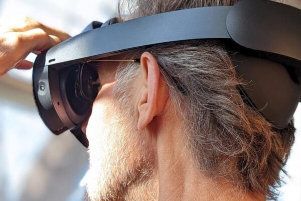 From a side view, you can see how glasses can be worn along with a Quest Pro. From a side view, you can see how glasses can be worn along with a Quest Pro.