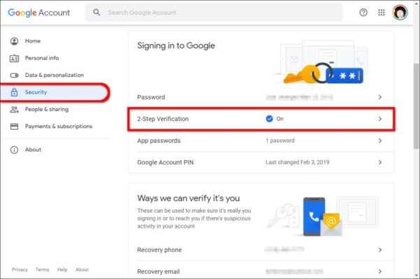 Google Website Change Password
