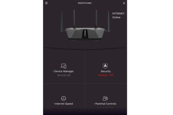 Nighthawk app showing the home screen.