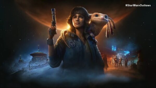 Star Wars Outlaws splash art depicting Kay Vess and Nix Star Wars Outlaws splash art depicting Kay Vess and Nix