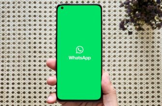 WhatsApp logo on a phone held in hand.