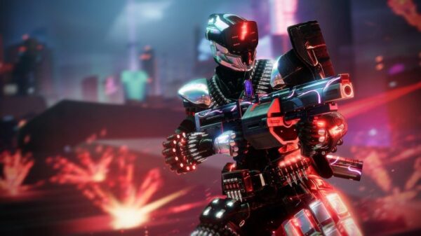 A titan wielding a grenade launcher in Destiny 2..