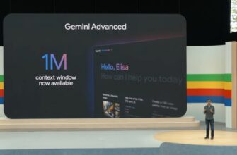 Google CEO Sundar Pichai on stage at Google I/O talking about Gemini.