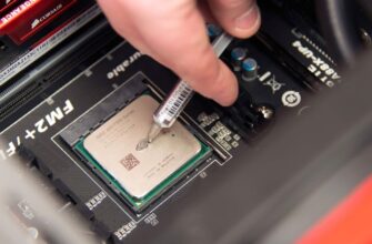 Thermal paste application on CPU.