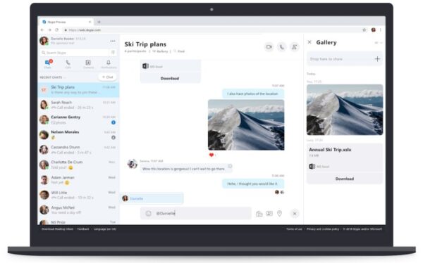 Skype shown on a laptop screen. Skype shown on a laptop screen.