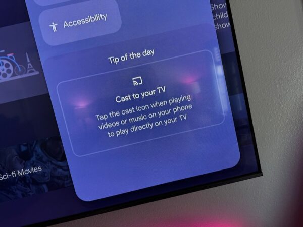 A Chromecast tip on a TV. A Chromecast tip on a TV.