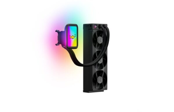 The Hyte Thicc Q80 Trio cooler. The Hyte Thicc Q80 Trio cooler.