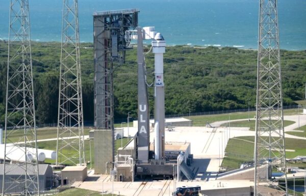 The Starliner atop an Atlas V rocket at the Kennedy Space Center in Florida. The Starliner atop an Atlas V rocket at the Kennedy Space Center in Florida.
