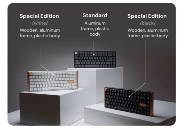 Different versions of the Keychron K2 HE.