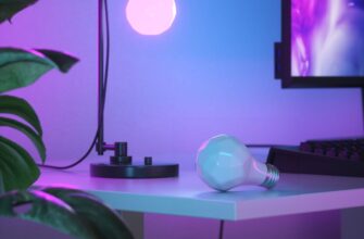 Nanoleaf Essentials Bulb on desk.
