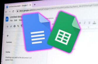 фон Google Docs с логотипами Google Docs и Sheets