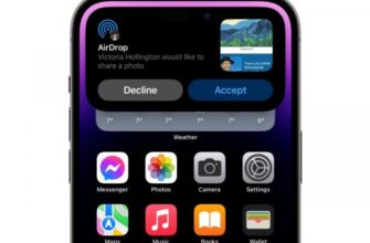 iPhone, показывающий сообщение iOS 17 о получении передачи фото через AirDrop.