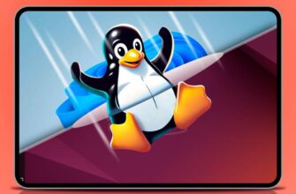 Маскот Тукс прыгает с Windows на Linux.