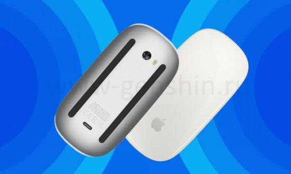 Вид спереди и сзади Magic Mouse от Apple.