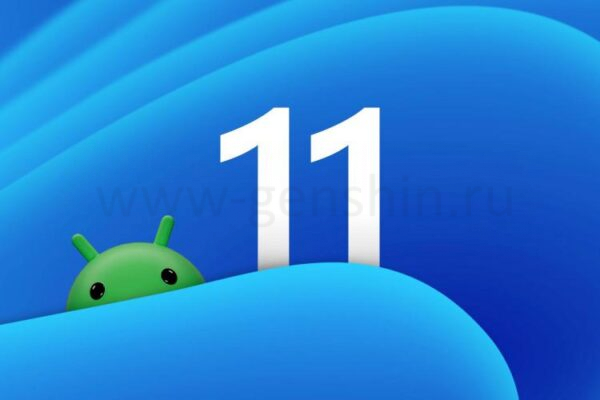 Персонаж Android Bugdroid с логотипом Windows 11.