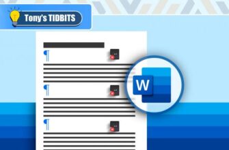 Иллюстрация документа Word с помеченной клавишей 'Enter' и логотипом Word рядом с ней.