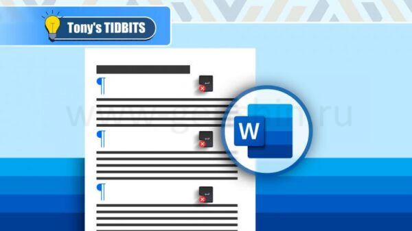 Иллюстрация документа Word с помеченной клавишей 'Enter' и логотипом Word рядом с ней.