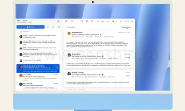 Приложение Mail с категориями в macOS.