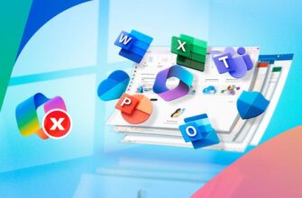Некоторые экраны и значки Microsoft 365 с логотом Copilot и знаком 'x'.