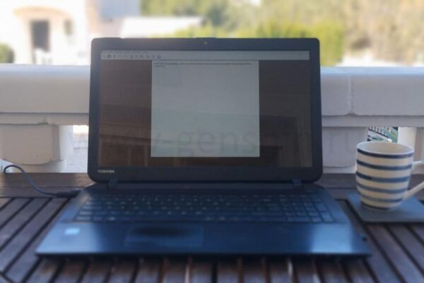 Ноутбук Toshiba с открытым FocusWriter