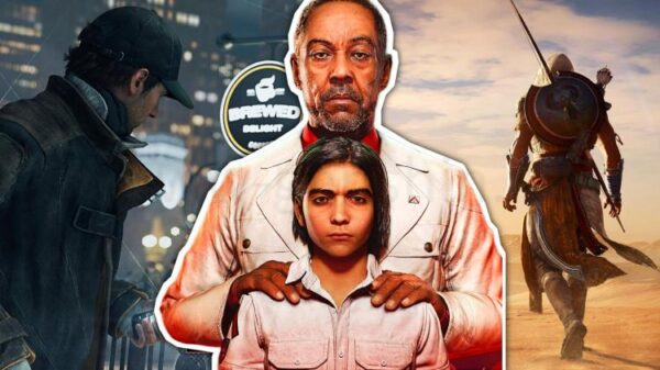 Эйден Пирс из Watch Dogs рядом с антагонистом Far Cry 6 и его сыном рядом с героем Assassins Creed Origins-1