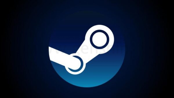 Логотип Steam на синем и черном фоне.