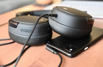 Edifier WH950NB using wired mode by having an AUX cord plugged into the headphones and a phone.
