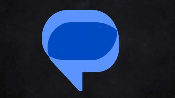 Google Messages logo on a dark background. 
