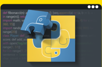 Пазлы складываются в логотип Python на фоне кода на Python.