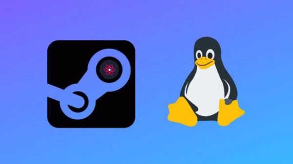 The logo of Valve's Proton compatibility layer next to Tux. 