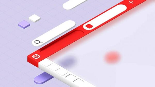 The vivaldi Browser with the tabs being pulled out, as if they can be moved