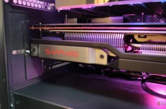 A closeup of an AMD RX 6800 XT Sapphire graphics card.