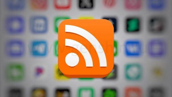 RSS icon over the top of social media logos.