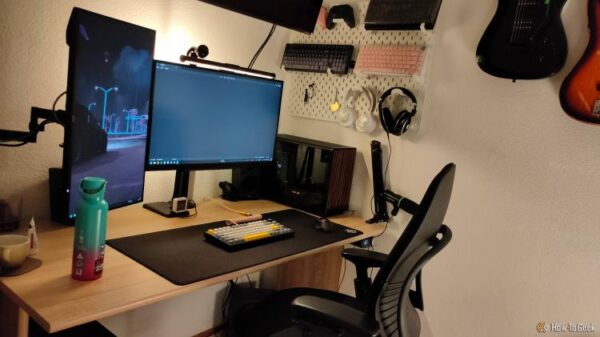 A gaming PC setup.