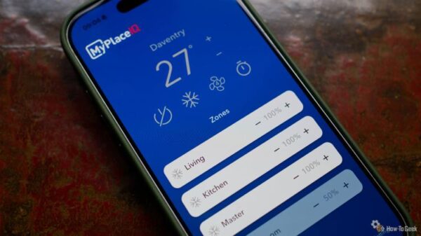 MyPlaceIQ heating controller system on an iPhone.