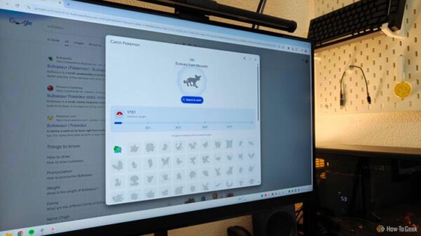 Pokemon's 30th anniversary game in Google displayed on a computer monitor.