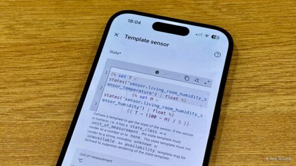 A template sensor in Home Assistant on an iPhone.-1
