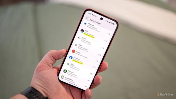 Android phone with Battery Usage stats on screen