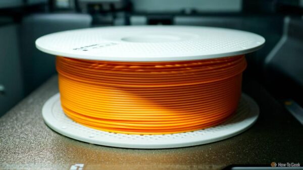 A roll of PLA basic in a Bambu Lab P2S.