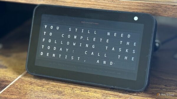 An Echo Show 5 showing a reminder with incomplete to-do list tasks.