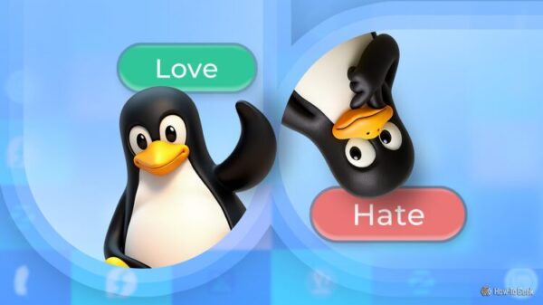 Два пингвина Linux: один улыбается и с кнопкой «Like», другой растерянно жмёт на «Dislike».