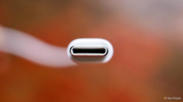 A USB-C connector photographed at a wider aperture.