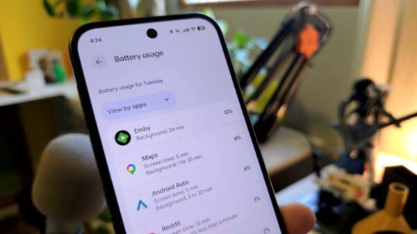 Android app battery usage stats