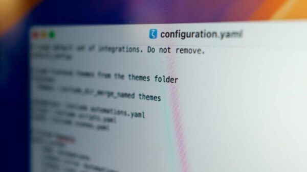 A configuration.yaml file open in a text editor on a Mac.