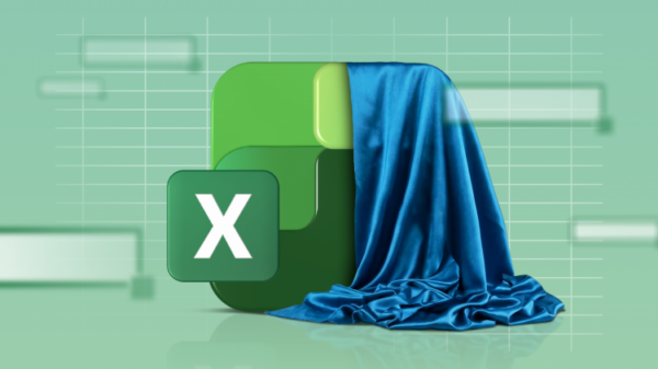 Excel logo partially covered with a cloth.