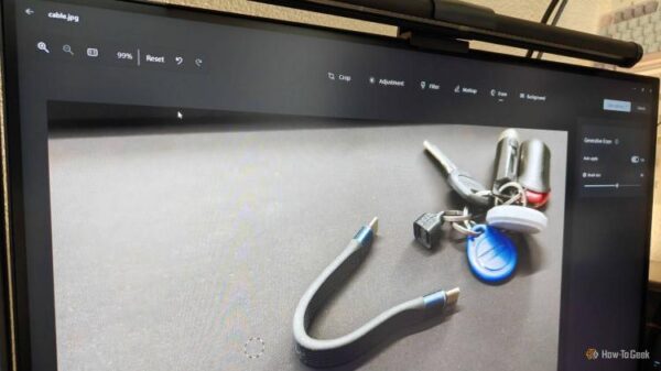 A photo of a monitor running the Windows Photos app.