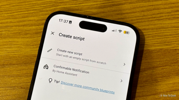An iPhone with the Home Assistant app open to the Create script screen.