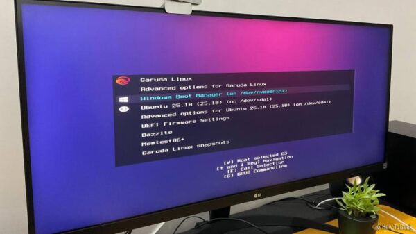 Монитор с выбором разных операционных систем для загрузки.